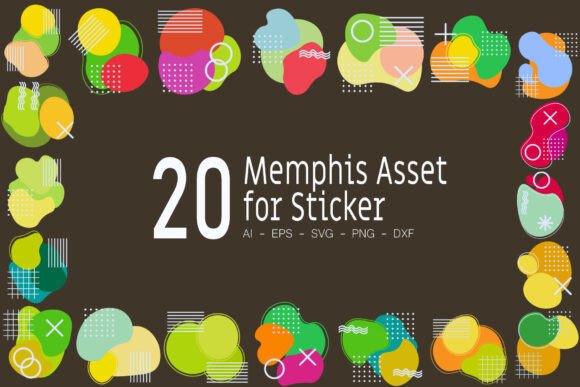 20 Memphis Asset for Sticker Graphics and Icons