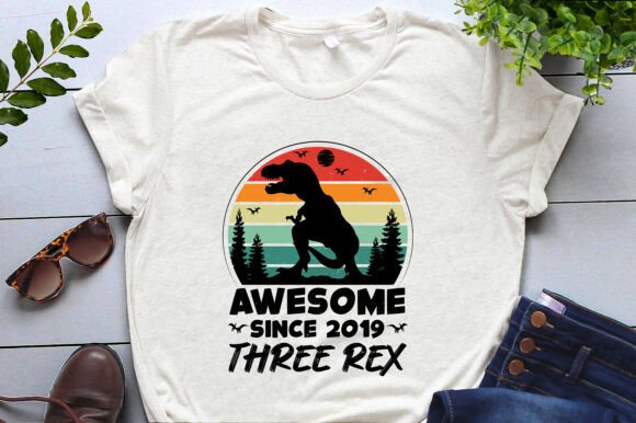 Awesome Since 2019 Three Rex Graphics