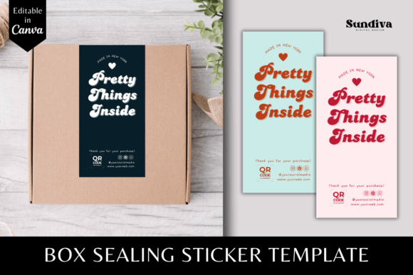 Editable Box Sealing Stickers Template 8