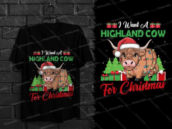 I Want a Highland Cow for Christmas Gift Graphics