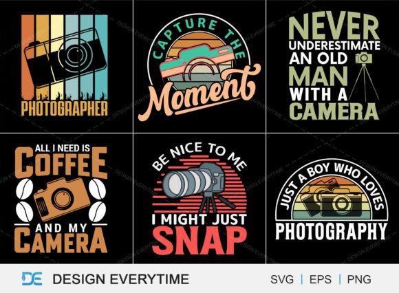 Photography Typography SVG Bundle for Graphics and T-Shirt Designs