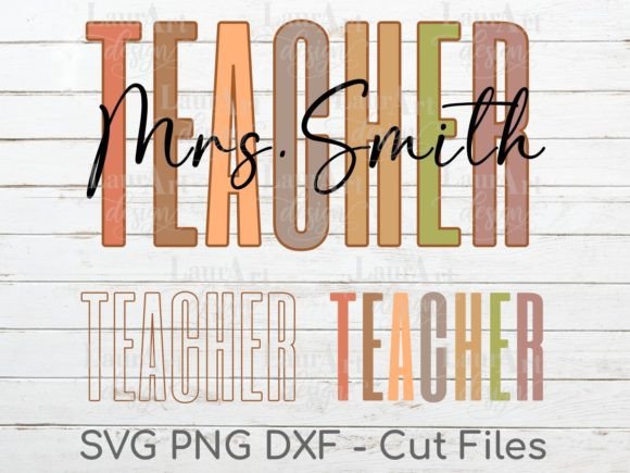 Teacher Text with Outline: Graphics for T-Shirt Designs